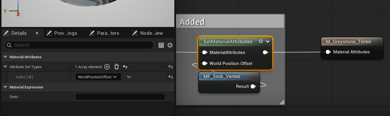Set Material Attribute WPO input